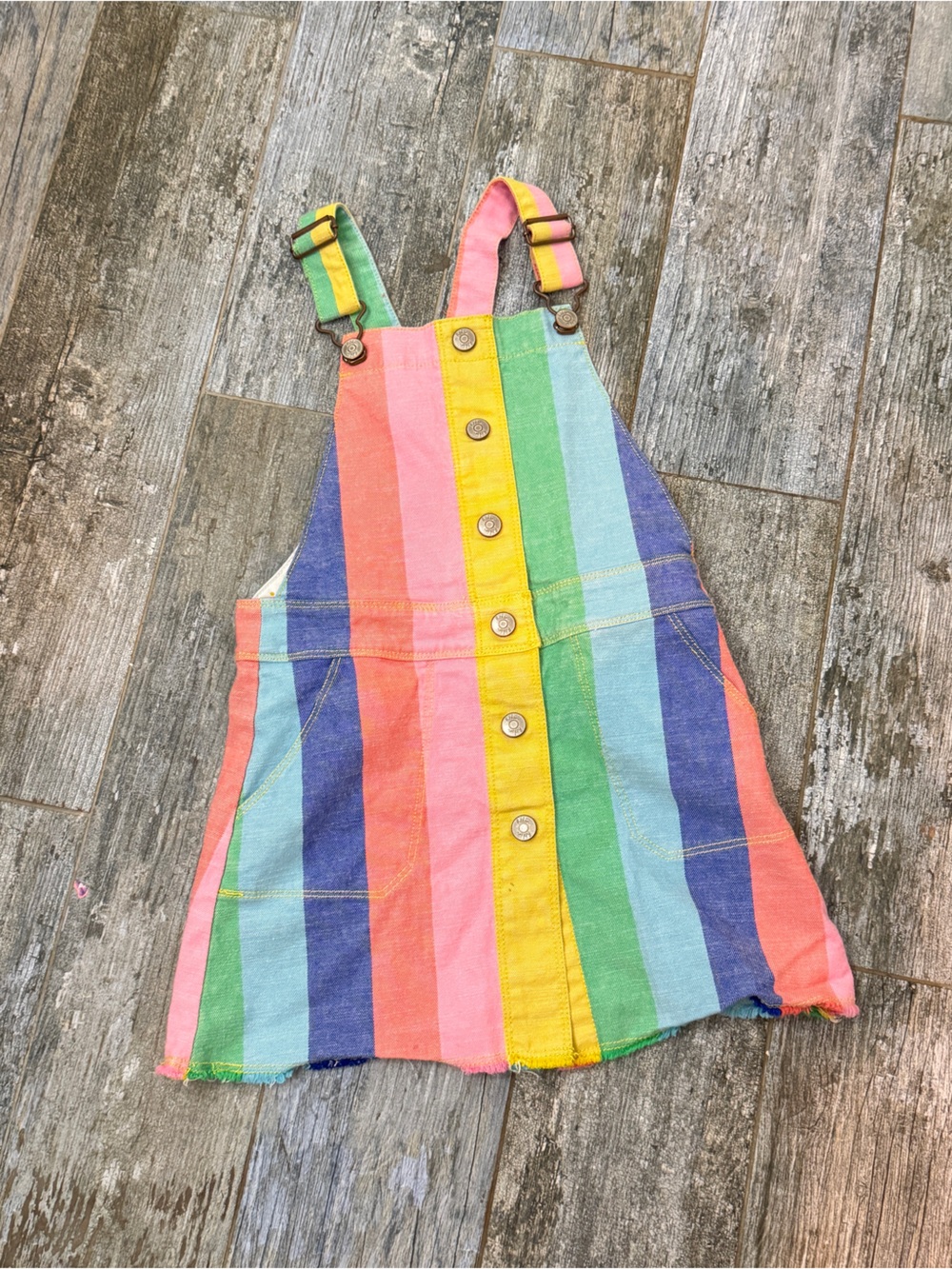 Mini Boden Rainbow Stripe Adjustable Dress Overall